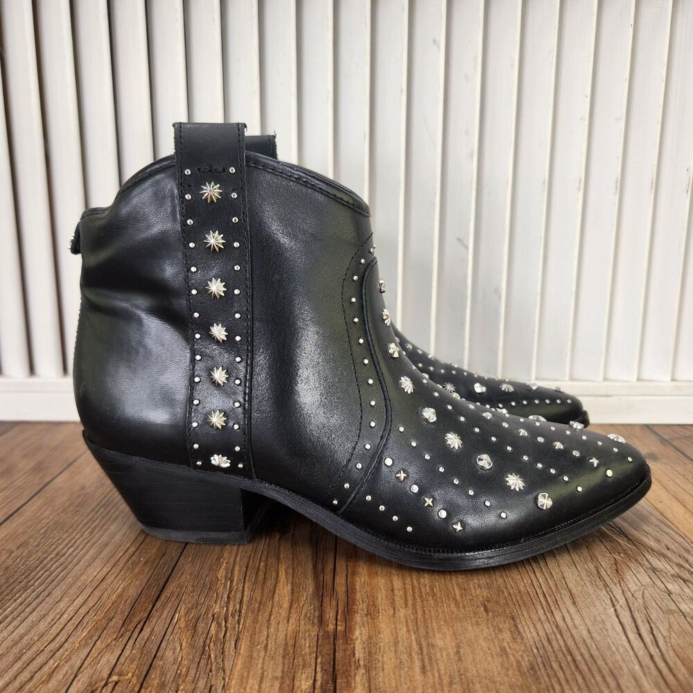 Sam Edelman Brian Studded Ankle Booties Womens Size 6 M Black Western City Boots